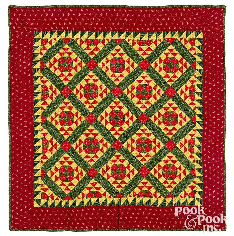 Appraisal: Vibrant pieced youth quilt th c Vibrant pieced youth quilt