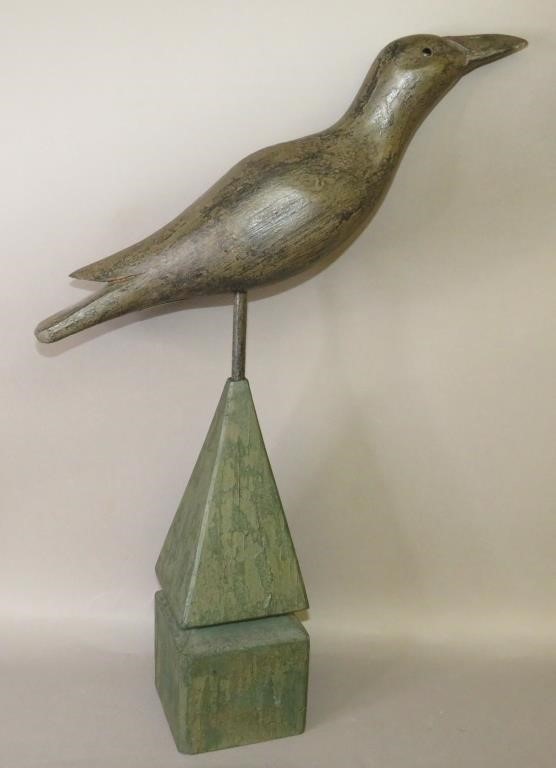 Appraisal: PRIMITIVE CLASS CARVED TERN ON POST TOP BY VERNONca contemporary