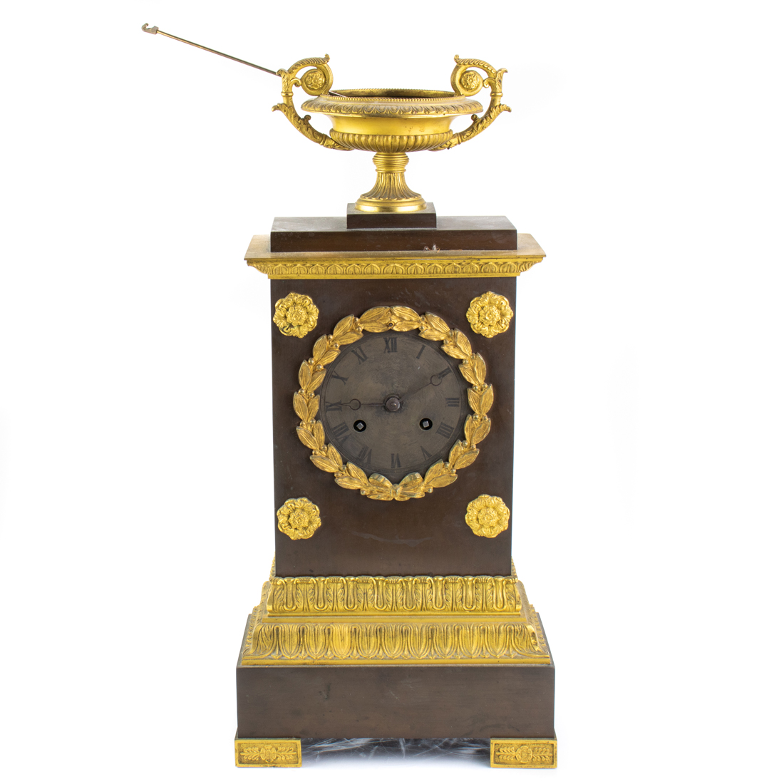 Appraisal: AN EMPIRE GILT AND PATINATED BRONZE MANTEL CLOCK EARLY TH