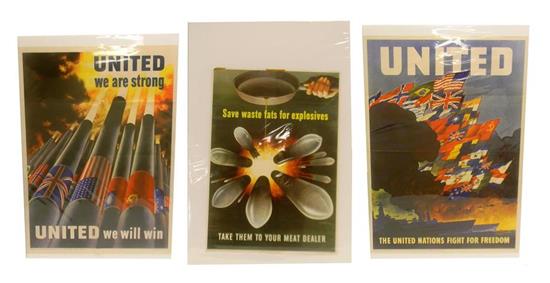 Appraisal: WWII Posters United States Office of War Information three pieces