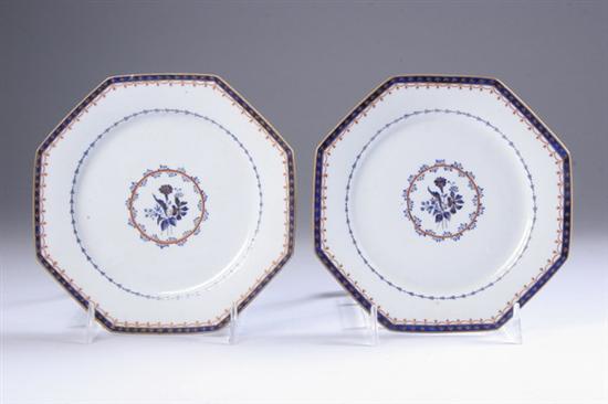 Appraisal: PAIR CHINESE BLUE AND WHITE PORCELAIN OCTAGONAL DISHES Circa -