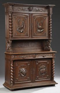 Appraisal: Henri II Style Carved Oak Buffet a Deux Corps t