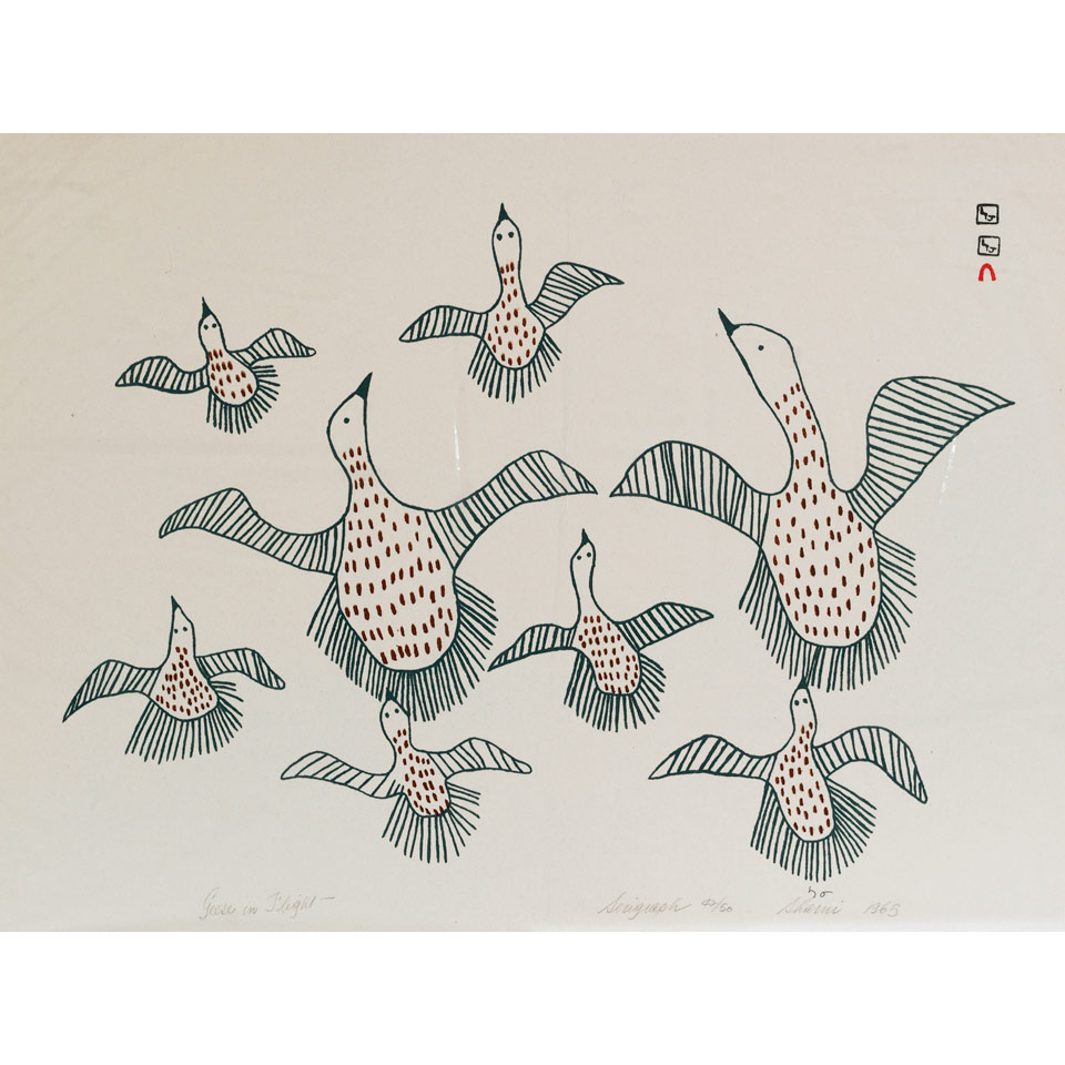 Appraisal: SHARNI POOTOOGOOK Cape Dorset GEESE IN FLIGHT serigraph unframed height