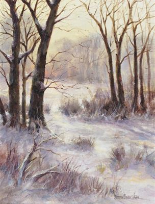 Appraisal: Donna Crawshaw b Winter landscape Signed Oil on canvas x