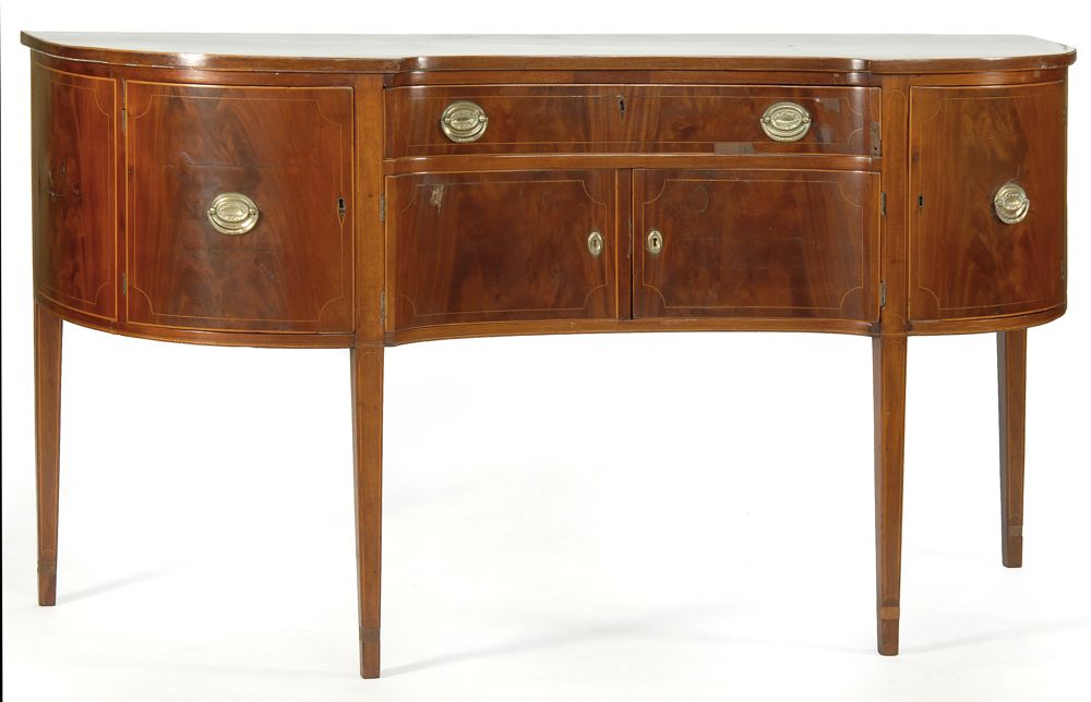 Appraisal: ANTIQUE AMERICAN HEPPLEWHITE SIDEBOARD Baltimore Circa In mahogany with poplar