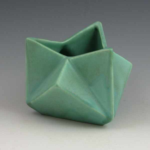 Appraisal: Muncie Rombic star vase in Matte Green Marked with an