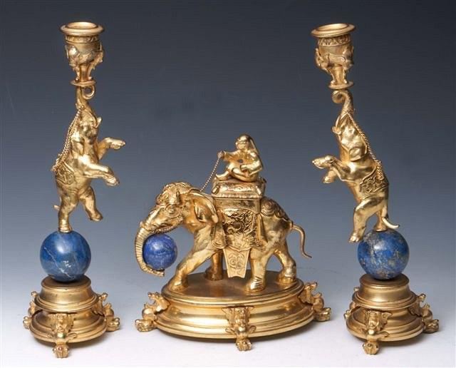 Appraisal: A TH CENTURY FRENCH THREE PIECE GARNITURE to include an