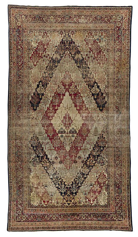 Appraisal: Kerman Lavar Carpet early th century field with diamond shaped