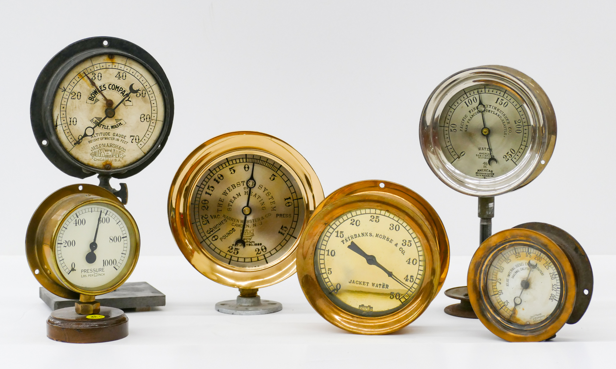 Appraisal: pc Vintage Pressure Gauges Approx - ''