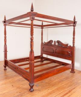 Appraisal: King Size Canopy Bed King size canopy poster bed with