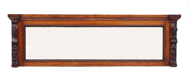 Appraisal: A VICTORIAN OAK FRAMED LONG RECTANGULAR OVERMANTLE MIRROR with carved