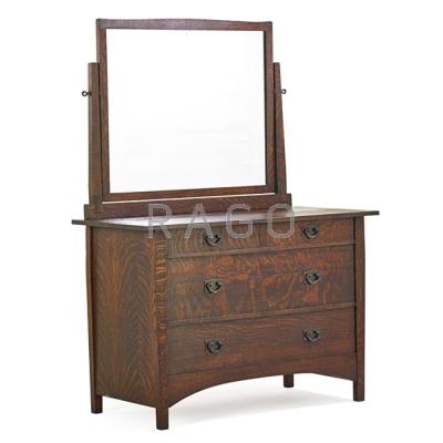 Appraisal: HARVEY ELLIS GUSTAV STICKLEY Dresser with mirror Eastwood NY ca