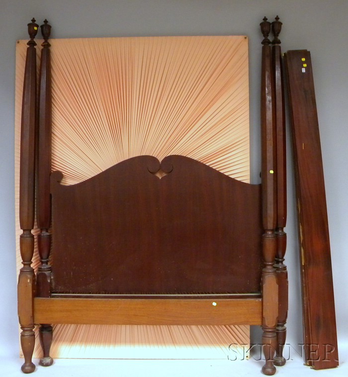 Appraisal: Empire-style Mahogany and Mahogany Veneer Tall Post Canopy Bed with