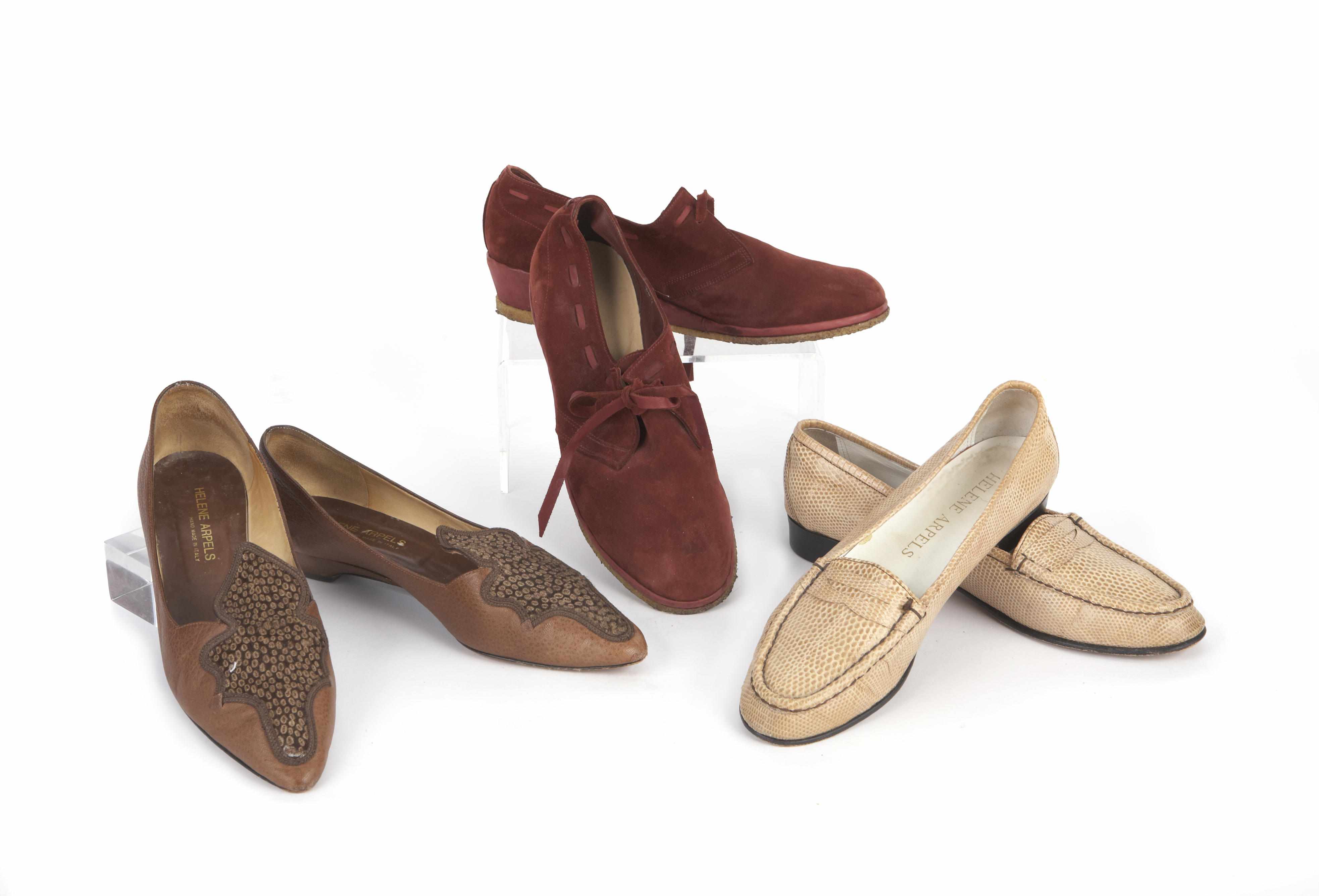 Appraisal: A group of Helene Arpels shoes Comprising a brown leather