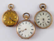 Appraisal: A mixed lot of three carat gold cased fob watches