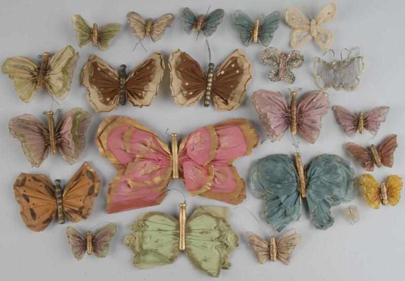 Appraisal: Lot of Paper Butterfly Moth Christmas Decorations Description Lot includes