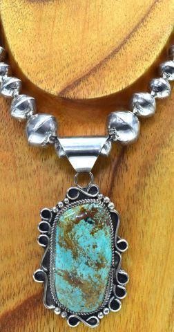 Appraisal: Native American sterling silver necklace hallmarked KN Kirby Nez Navajo