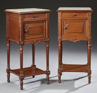 Appraisal: Pair of French Louis XVI Style Carved Walnut Onyx Top