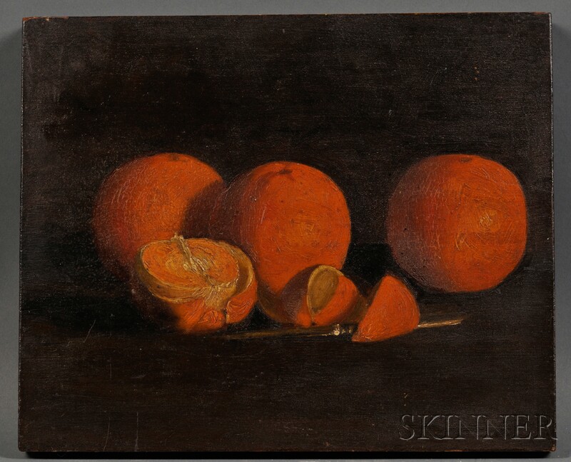 Appraisal: American School th Century Still Life with Oranges Unsigned Oil