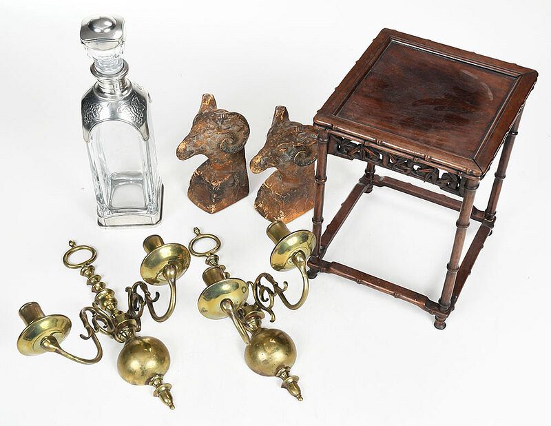 Appraisal: Asian Stands Sconces other Table Accessories including assorted wood stands