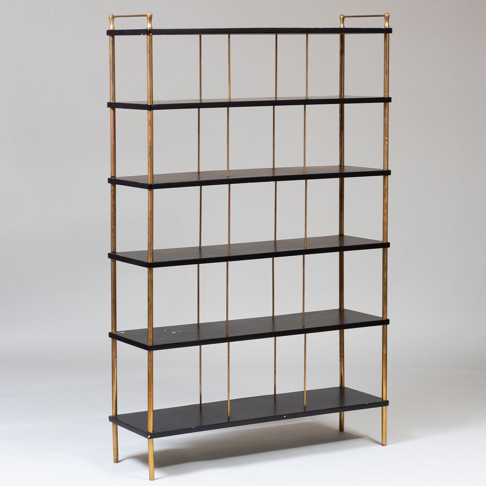 Appraisal: Italian Mid-Century Brass and Ebonized Six Tier tag re ft