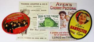 Appraisal: Tin Litho Advertising Signs Including Reproductions Oval Cigar Signs Repro