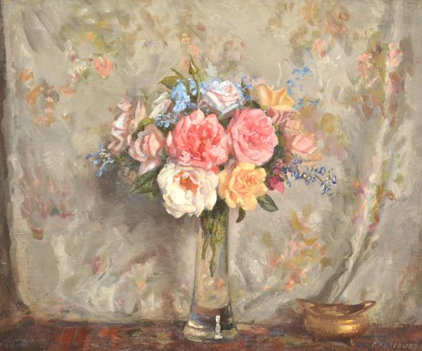 Appraisal: CLEWIN HARCOURT - Still Life with Roses oil on canvas