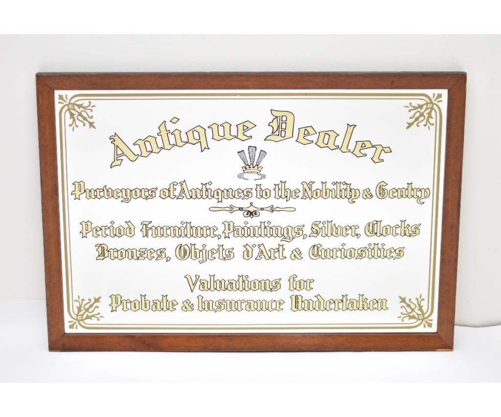 Appraisal: Antique Dealer advertising mirror mounted in a maple frame th