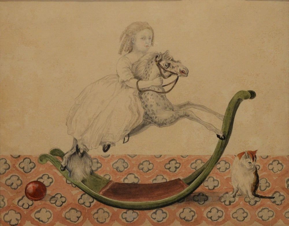 Appraisal: th century Portrait painting depicting a young girl riding a