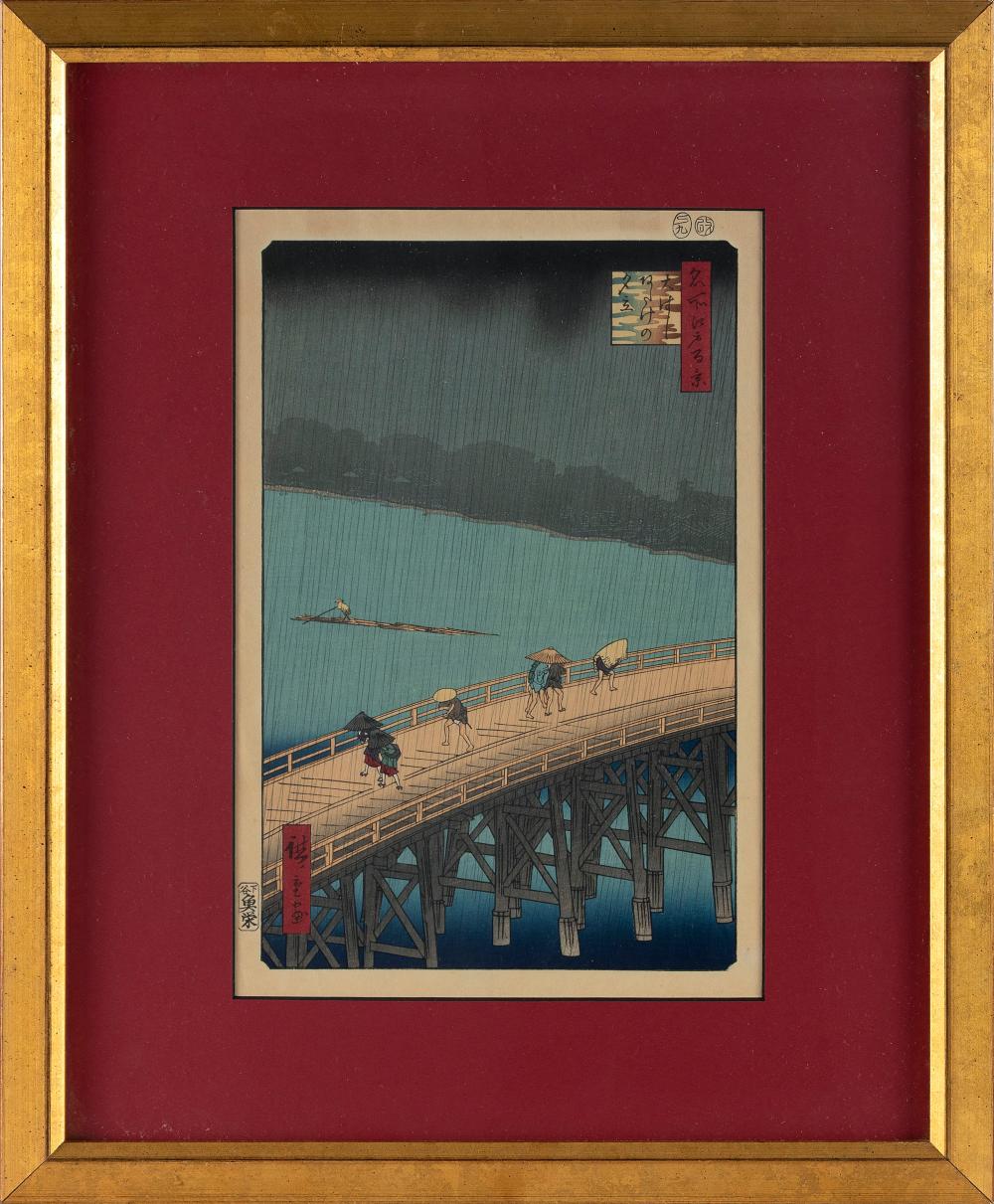 Appraisal: AFTER UTAGAWA HIROSHIGE JAPAN - SUDDEN SHOWER OVER SHIN-OHASHI BRIDGE