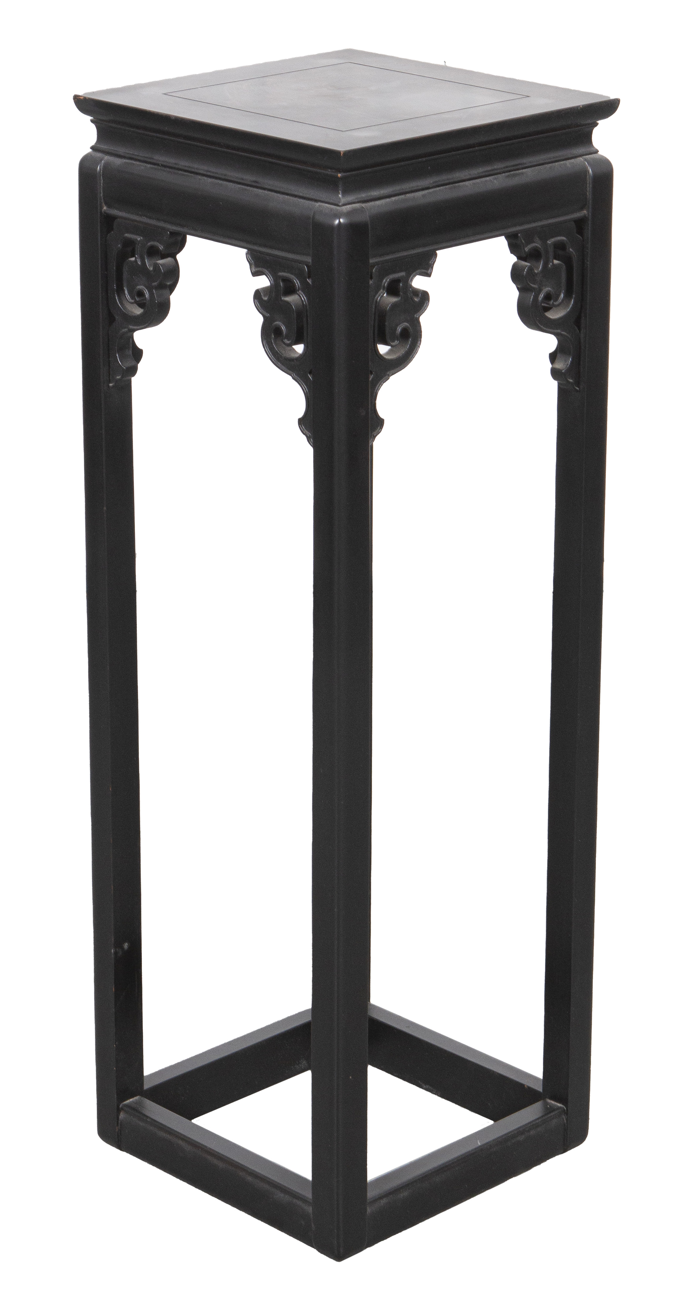 Appraisal: CHINESE EBONIZED CARVED HARDWOOD PEDESTAL Carved ebonized hardwood plant stand