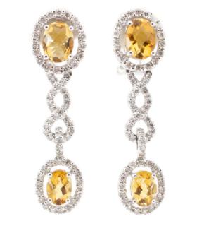 Appraisal: Ladies k White Gold Citrine Diamond Earrings Pair of ladies