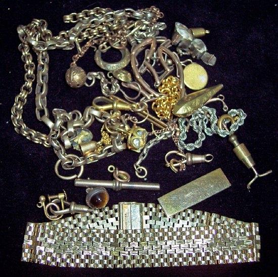 Appraisal: A ct gold flat chain bracelet and sundries