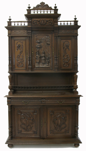 Appraisal: CARVED OAK SIDEBOARD Renaissance Revival style French c in two