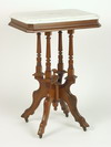 Appraisal: LAMP TABLE - Victorian walnut marble top lamp table molded