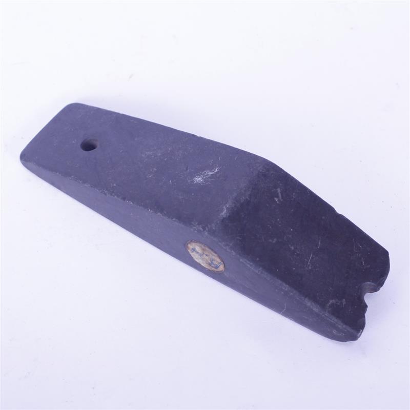 Appraisal: Slate Boat Stone Broken at hole on one end H