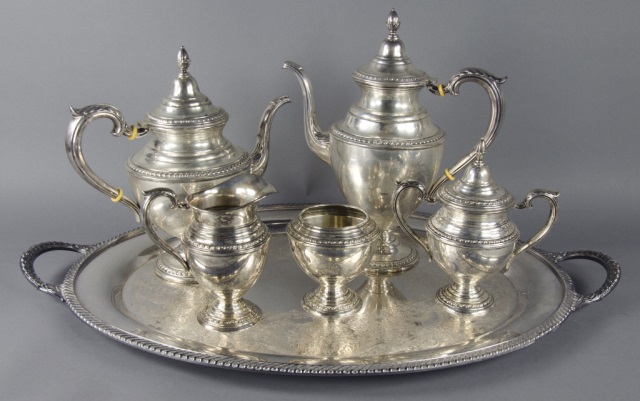 Appraisal: Rogers Sterling Silver Coffee Tea ServiceAll footed in Classical-style vase