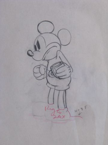 Appraisal: Mickey Mouse animation drawing in graphite and colored pencil from