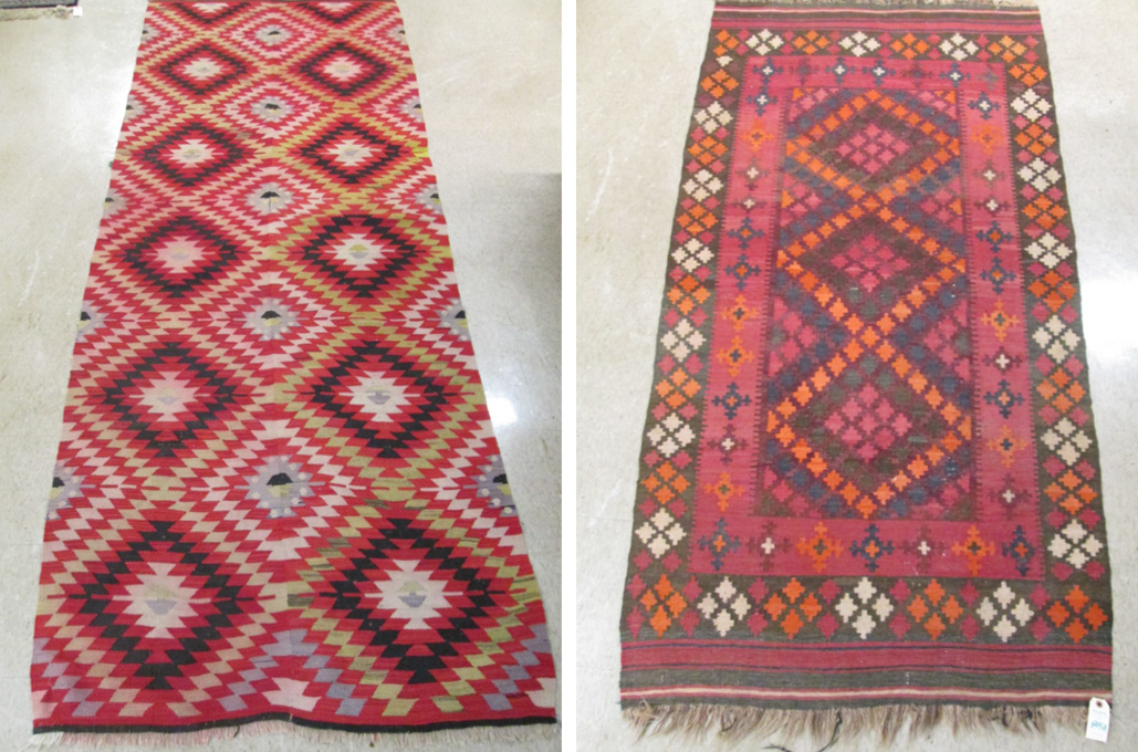 Appraisal: TWO KILIM FLATWEAVE RUGS ' X ' and ' x