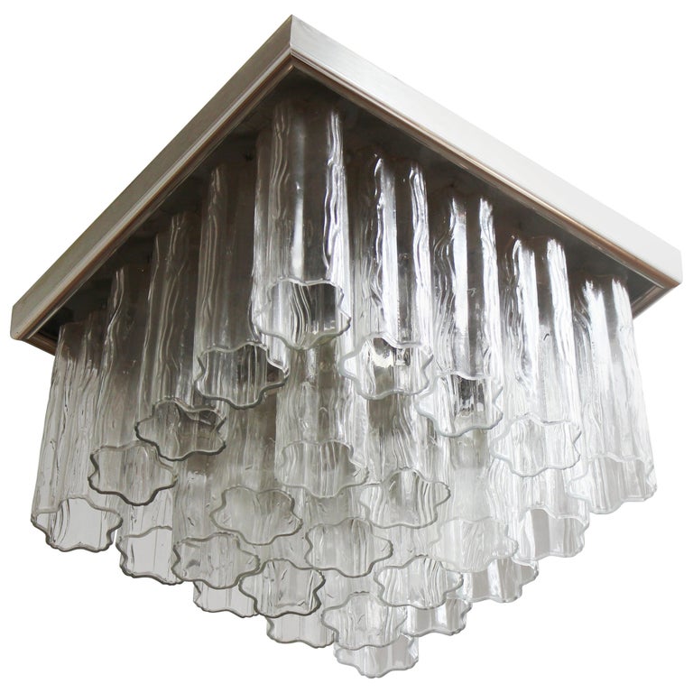 Appraisal: ITALIAN MID-CENTURY TRONCHI GLASS FLUSH MOUNT Italian Mid-century modern square