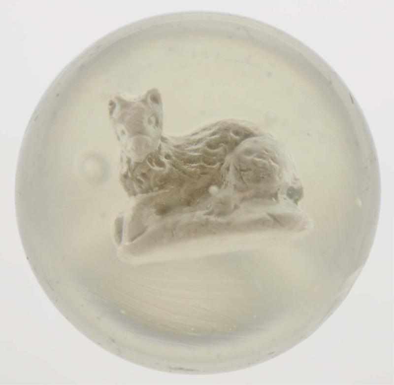 Appraisal: Cat Sulphide Marble Nice well-detailed figure of cat is well-centered