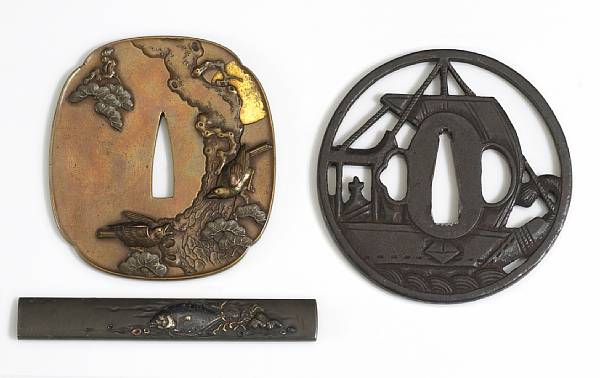 Appraisal: A copper inlaid tsuba and a kozuka handle th Century