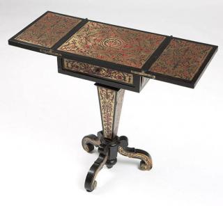 Appraisal: A ''Boulle'' marquetry ebonized wood side table Late th early