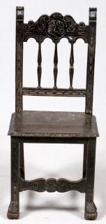 Appraisal: CARVED WOOD SIDE CHAIR CARVED WOOD SIDE CHAIR H L