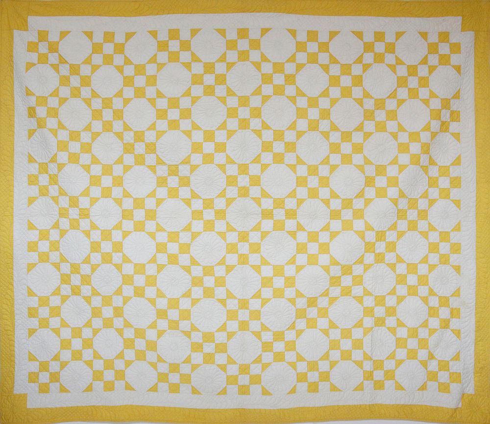 Appraisal: s Yellow and White -Patch In a Square Patchwork Quilt