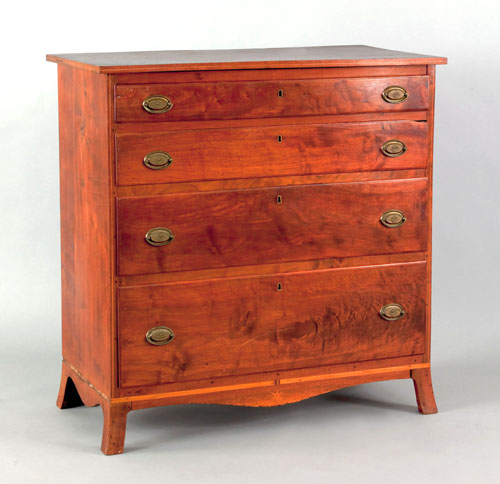 Appraisal: Pennsylvania Federal walnut chest of drawers ca with four graduated