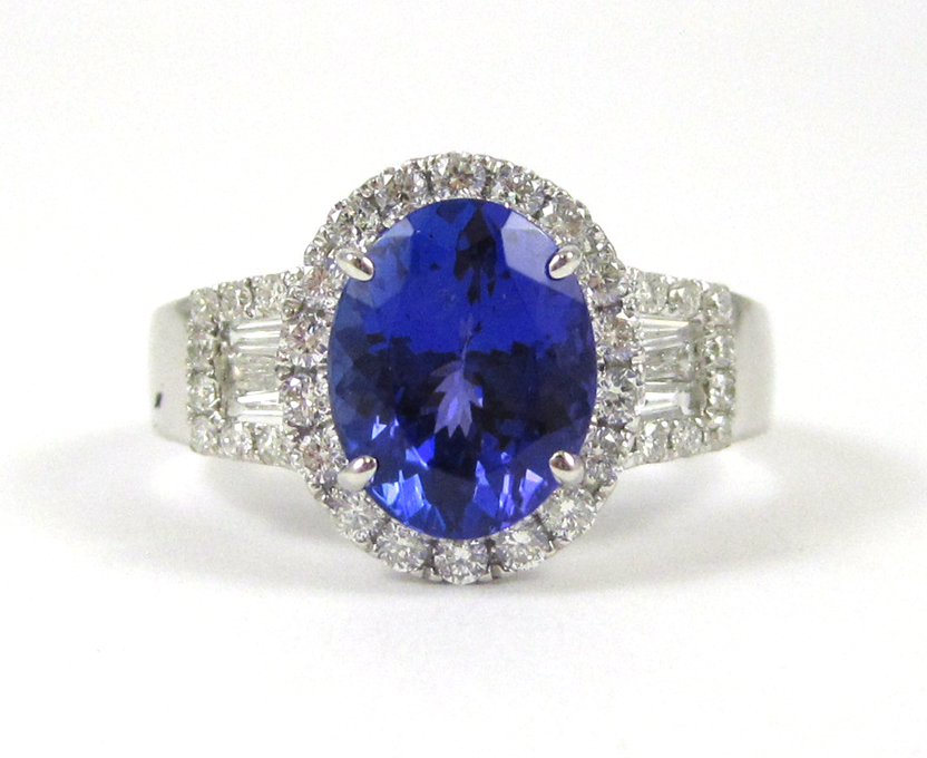 Appraisal: TANZANITE DIAMOND AND FOURTEEN KARAT GOLD RING The white gold