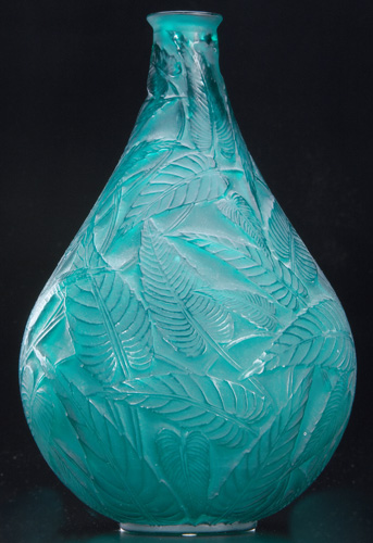 Appraisal: R LALIQUE Vase Sauge teal green c M p No