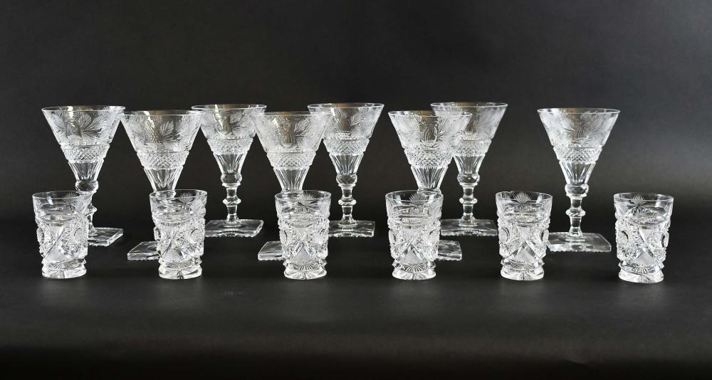 Appraisal: SIXTEEN ENGLISH CUT-GLASS DRINKS GLASSES th Century Comprising a set