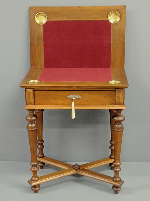 Appraisal: Jacobean style walnut flip-top gaming table c with fitted drawer